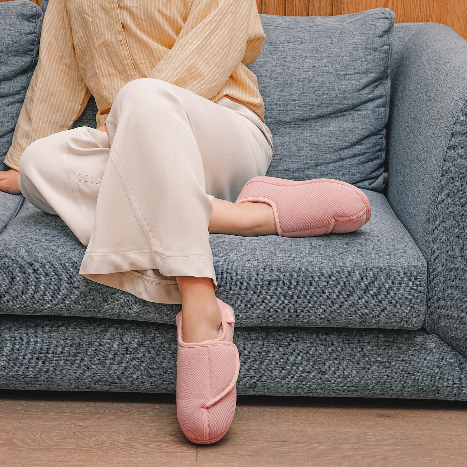 LongBay Womens Adjustable Slippers Memory Foam Cozy Wide Diabetic House Shoes Edema Orthopedic Neuropathy Indoor Outdoor - Image 2