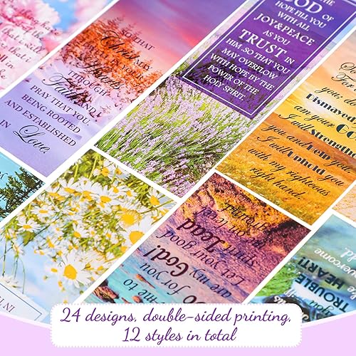 Miniatura 3 de Spakon 120 Pcs Landscape Bible Verse Inspirational Bookmarks Scripture Christian Motivational Bookmarks Encouragement Verse Page Marker with