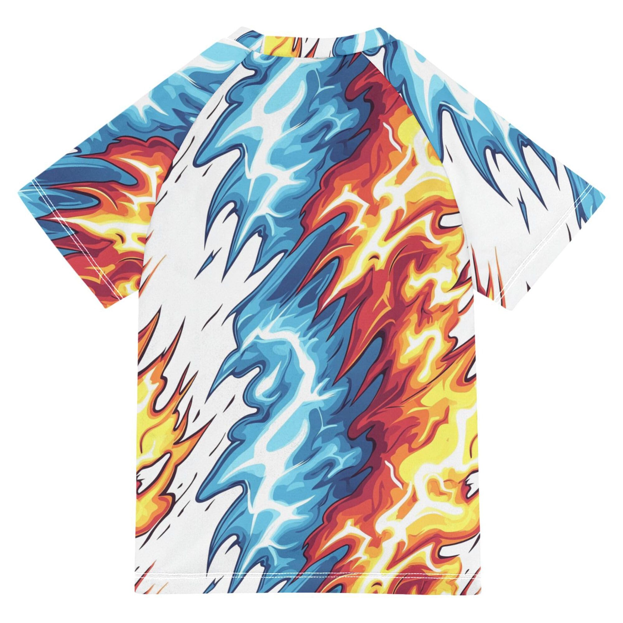 Lightning Video Game White Girls Bathing Suit Sun Protection Girl Rash Guard Swimwears Summer Clothes for Little Boy 4T