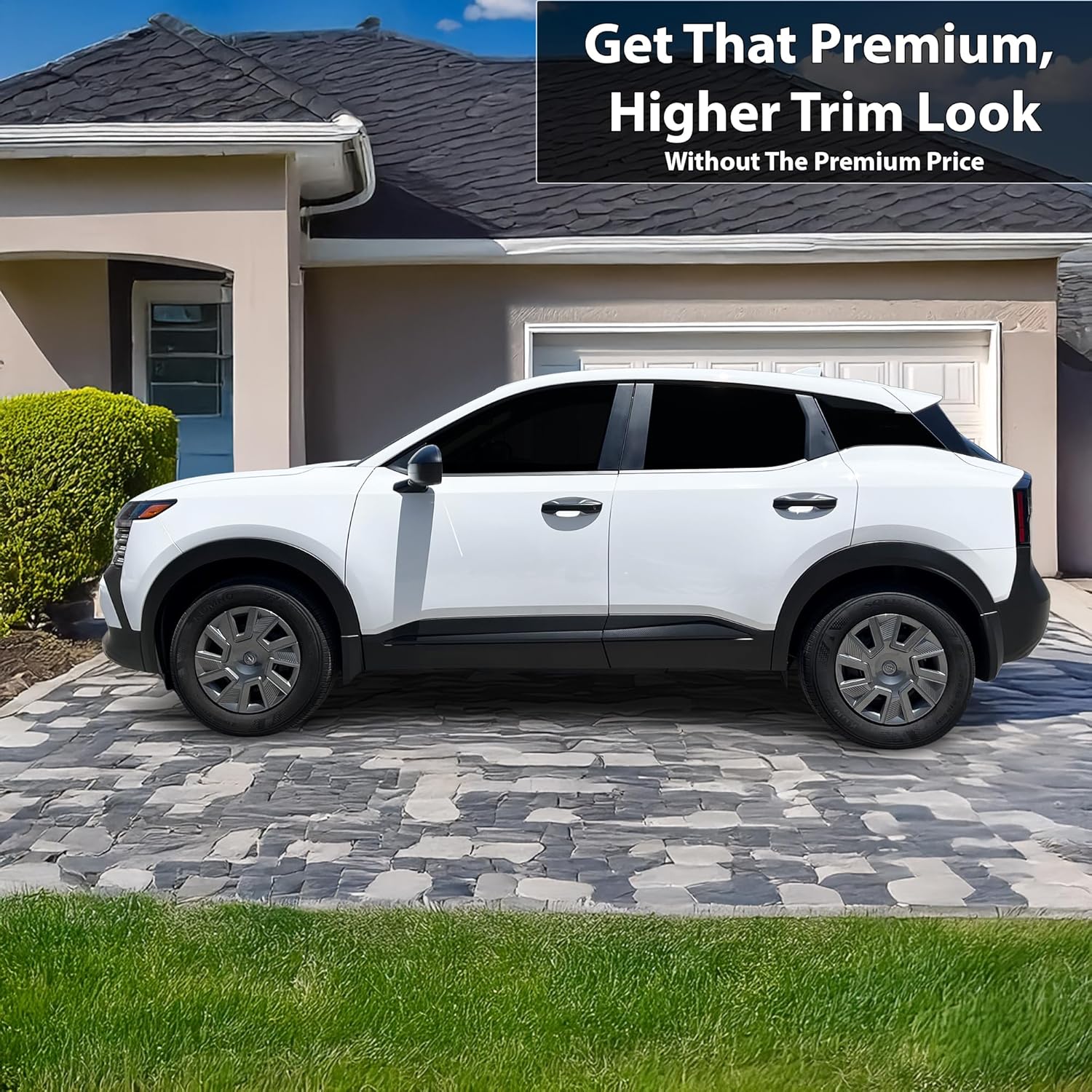 BOGAR TECH DESIGNS for Nissan Kicks 2025-2026 Side Window Chrome Delete – Precut Vinyl Trim Overlay, Gloss Black Blackout Appearance