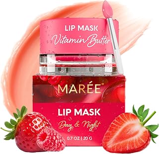 MAREE Overnight Lip Mask: Hydrating Lip Butter Balm with Hyaluronic Acid & Collagen for Dry Lips - Sleeping Lip Repair Treatment