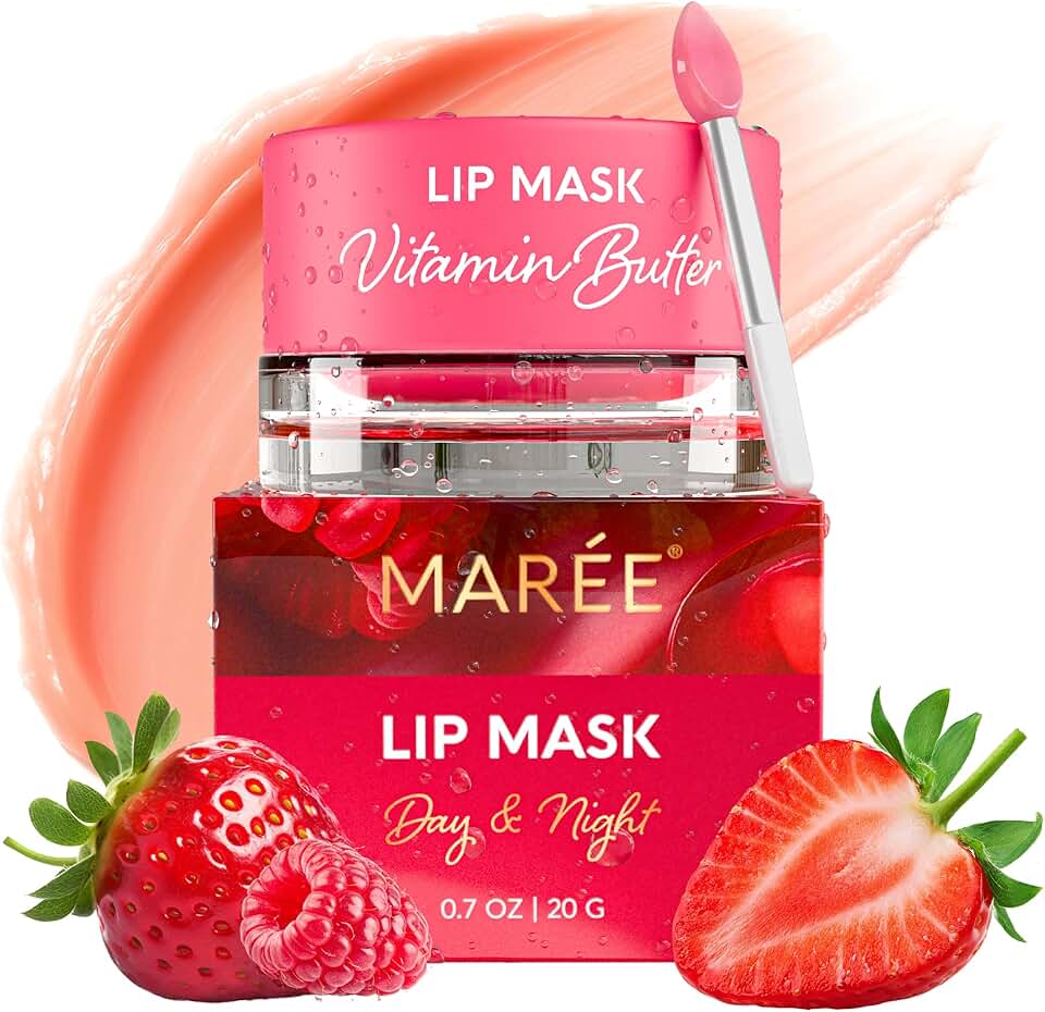 MAREE Lip Mask Overnight - Lip Moisturizer For Very Dry Lips - Hydrating Lip Butter Balm with Hyaluronic Acid & Collagen - Overnig