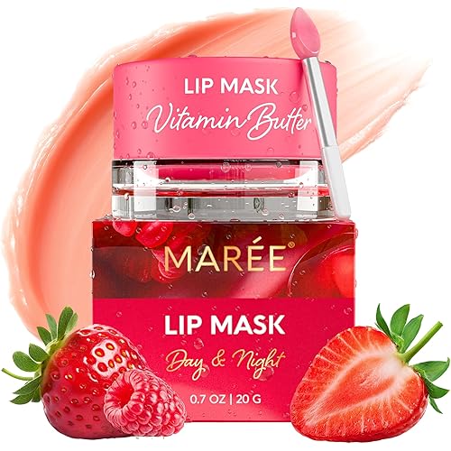 MAREE Lip Mask Overnight - Lip Moisturizer For Very Dry Lips - Hydrating Lip Butter Balm with Hyaluronic Acid & Collagen - Overnight Lip Treatment - Lip Sleeping Mask Repair - Hidratante de Labios