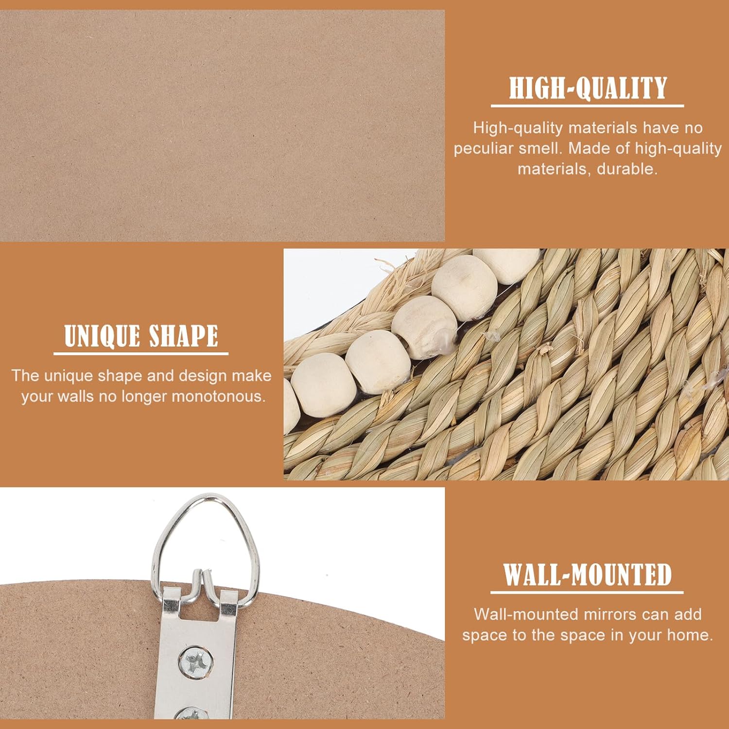 lurrose 壁掛けミラー 手作りラウンドミラー リビング 寝室 バスルーム用 環境配慮型 ウォールアート