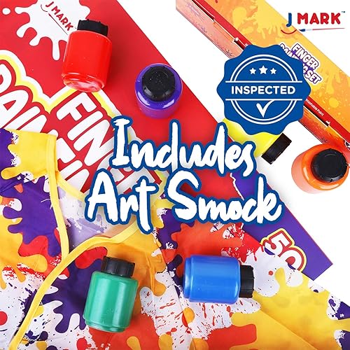 Vista 3 de J MARK Juego completo de pintura de dedos lavable para niños, herramientas de pintura de esponja, almohadilla de pintura para dedos grandes