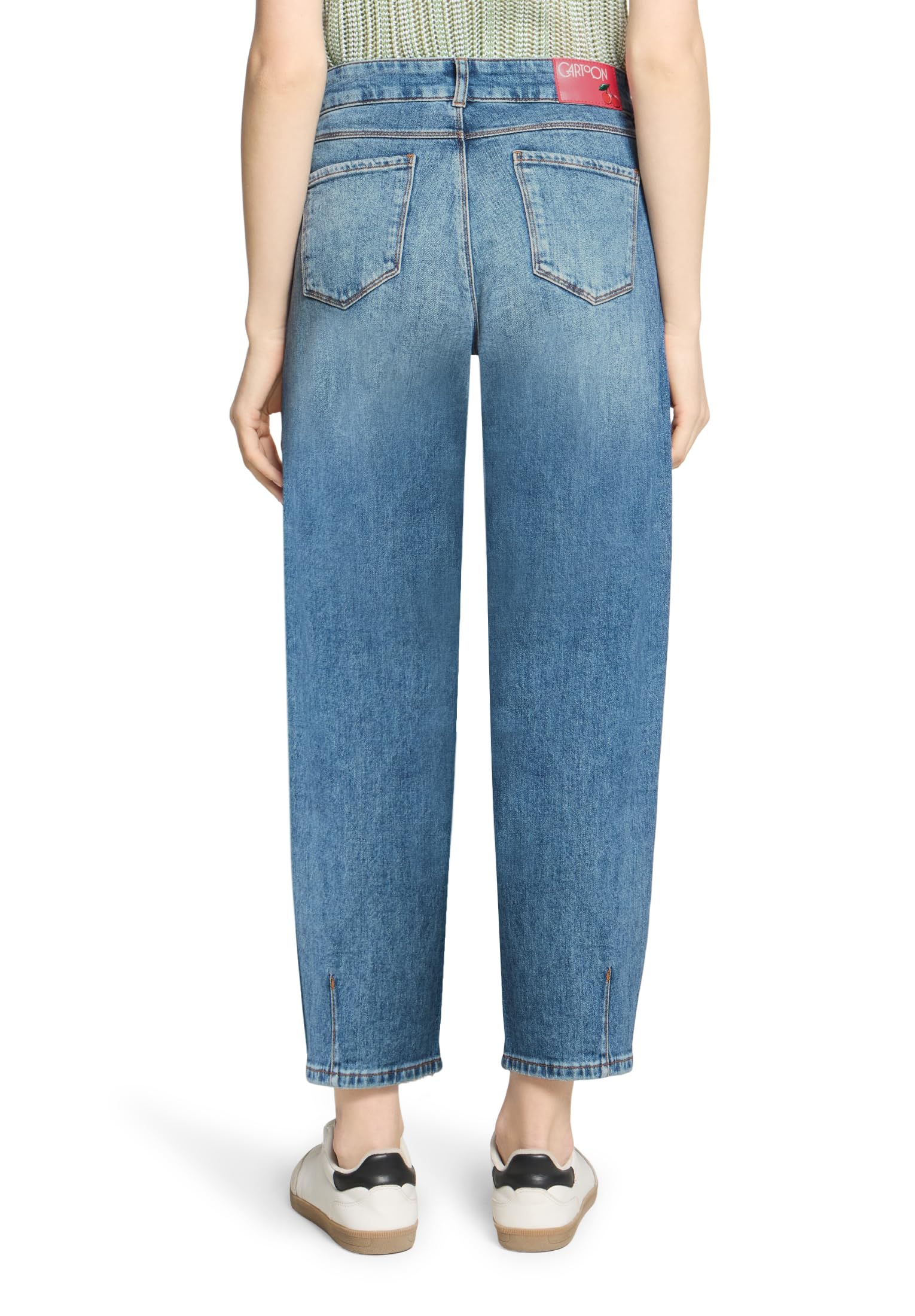 Cartoon Damen Used Look-Jeans mit Waschung