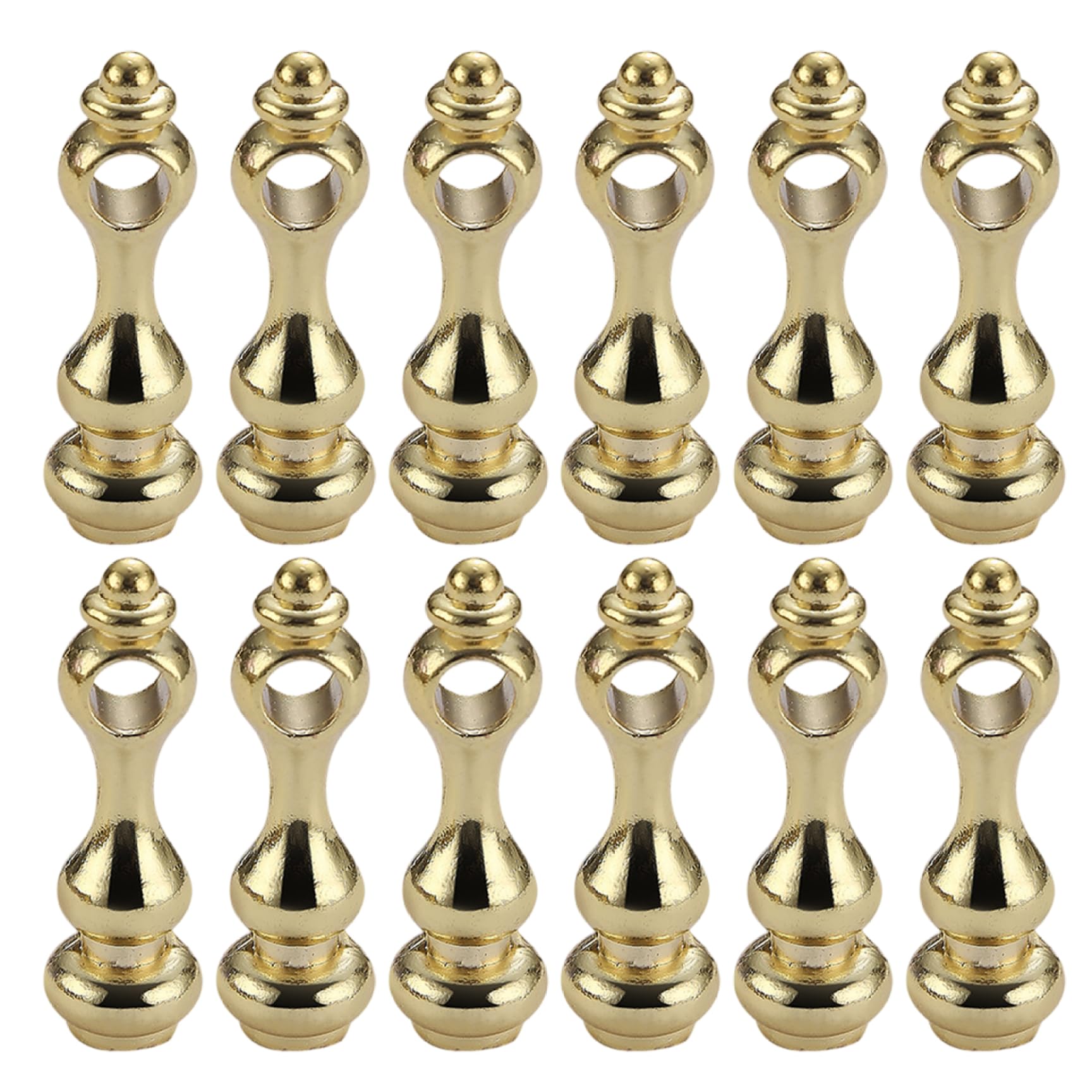 12Pcs Gallery Rail 0.5x1.7" Golden Alloy Shelf Rail Sturdy Metal Spindles for Staircase, Shelves, Wine Cabinet, Fence, Furniture Metal Spindles for Staircase Spindle Gallery Rails for Shelves