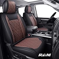 Vista 10 de YIERTAI - Fundas de asiento de vehículo compatibles con Dodge Ram 2009-2023, 1500, 2500 y 3500, camioneta pickup, protectores de asiento de cuero