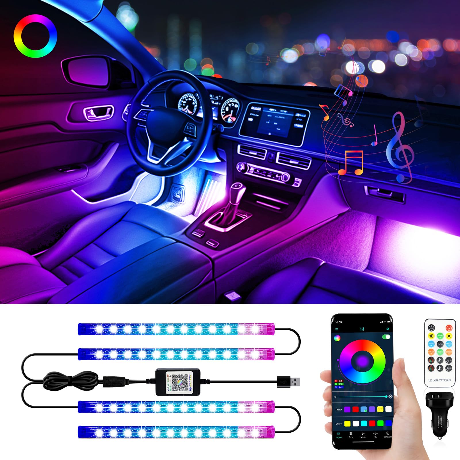 Amazon | 車用LEDテープライト フットライト 足元灯