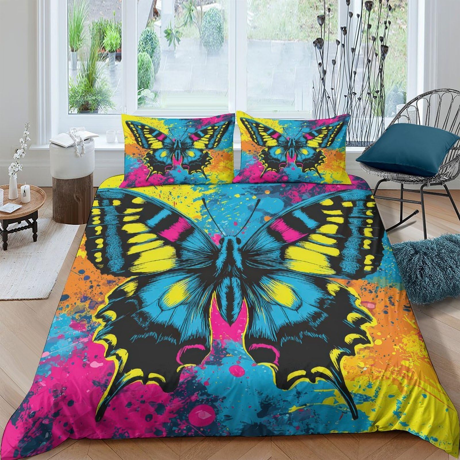 Unrxjzlvm Style-6 Vivid Butterfly 3D Bedding Microfiber Duvet Students Teen Gift
