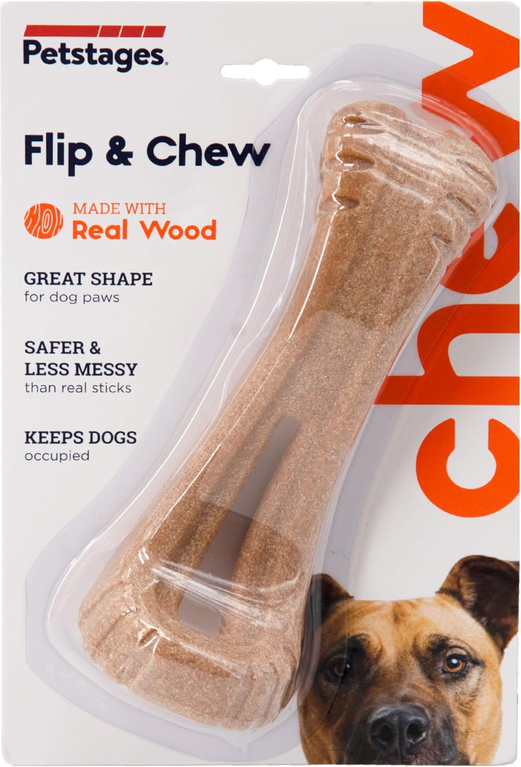 Petstages Dogwood Flip and Chew Bone - Durable - Chew Wood for Tough Chewers - Medium, Brown - Image 3