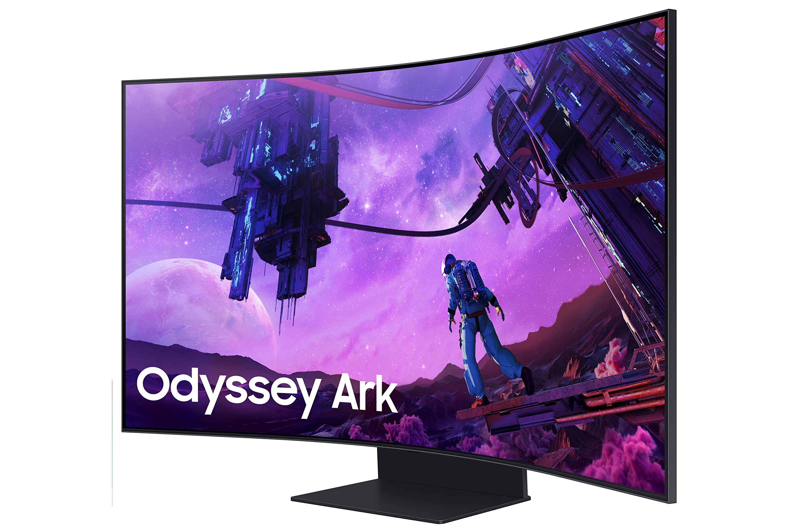 Samsung Monitor Gaming Odyssey Ark (S55BG970), Curvo (1000R), 55'', 3840x2160 (UHD 4K), Mini-LED, HDR10+, 165Hz, 1ms, Freesync Premium Pro, HDMI,USB, WiFi, Bluetooth,Casse Integrate,HAS, Versione 2022 55'' Versione 2022 Ark