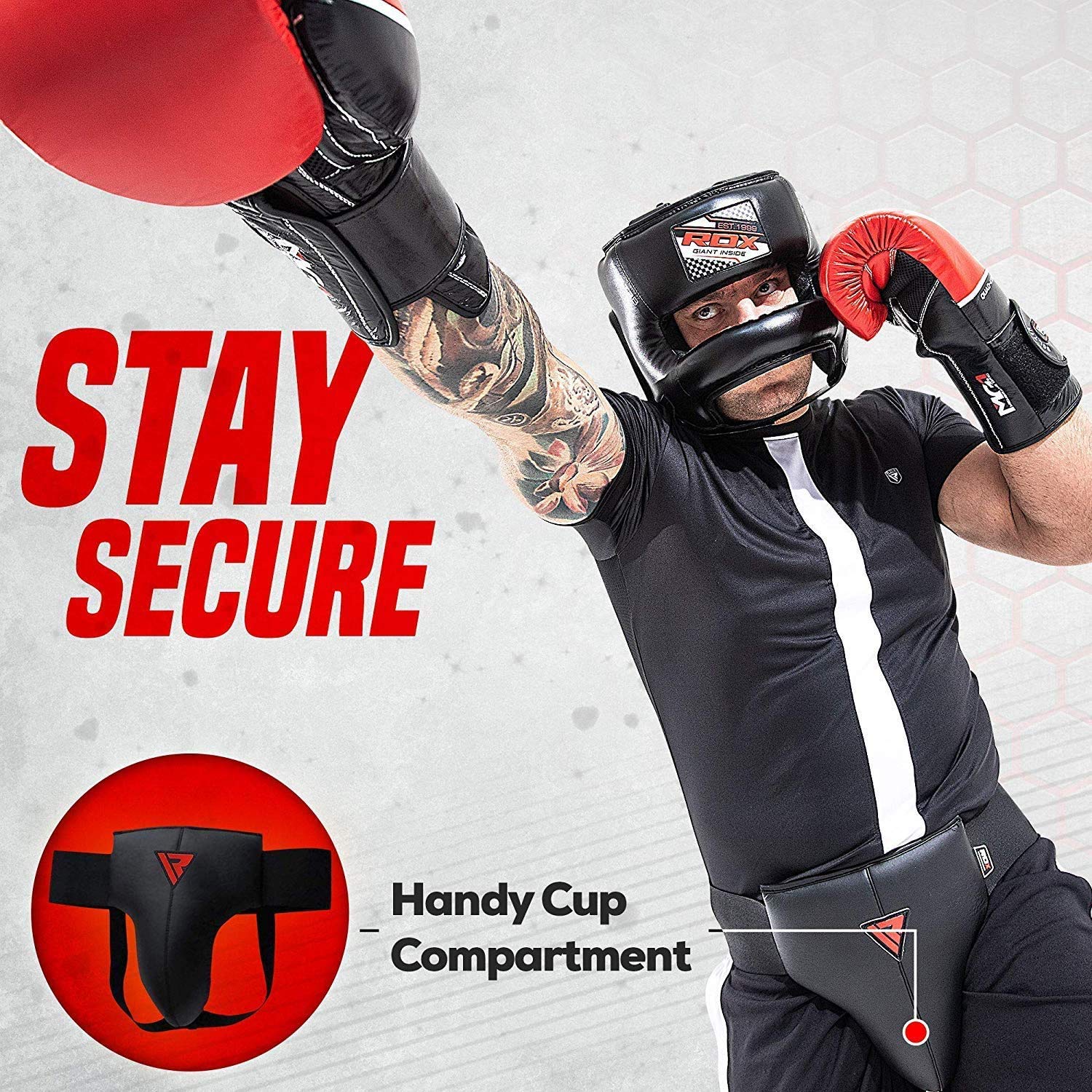 RDX coquilla de protección para artes marciales mixtas y Boxeo, suspensorio anatómico deportivo, color negro, tamaño L