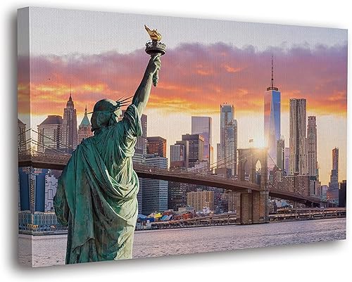 SpiritualHands Lienzo decorativo para pared, póster enmarcado escénico, paisajes modernos, decoración del hogar (31 Nueva York - Estados Unidos, 19