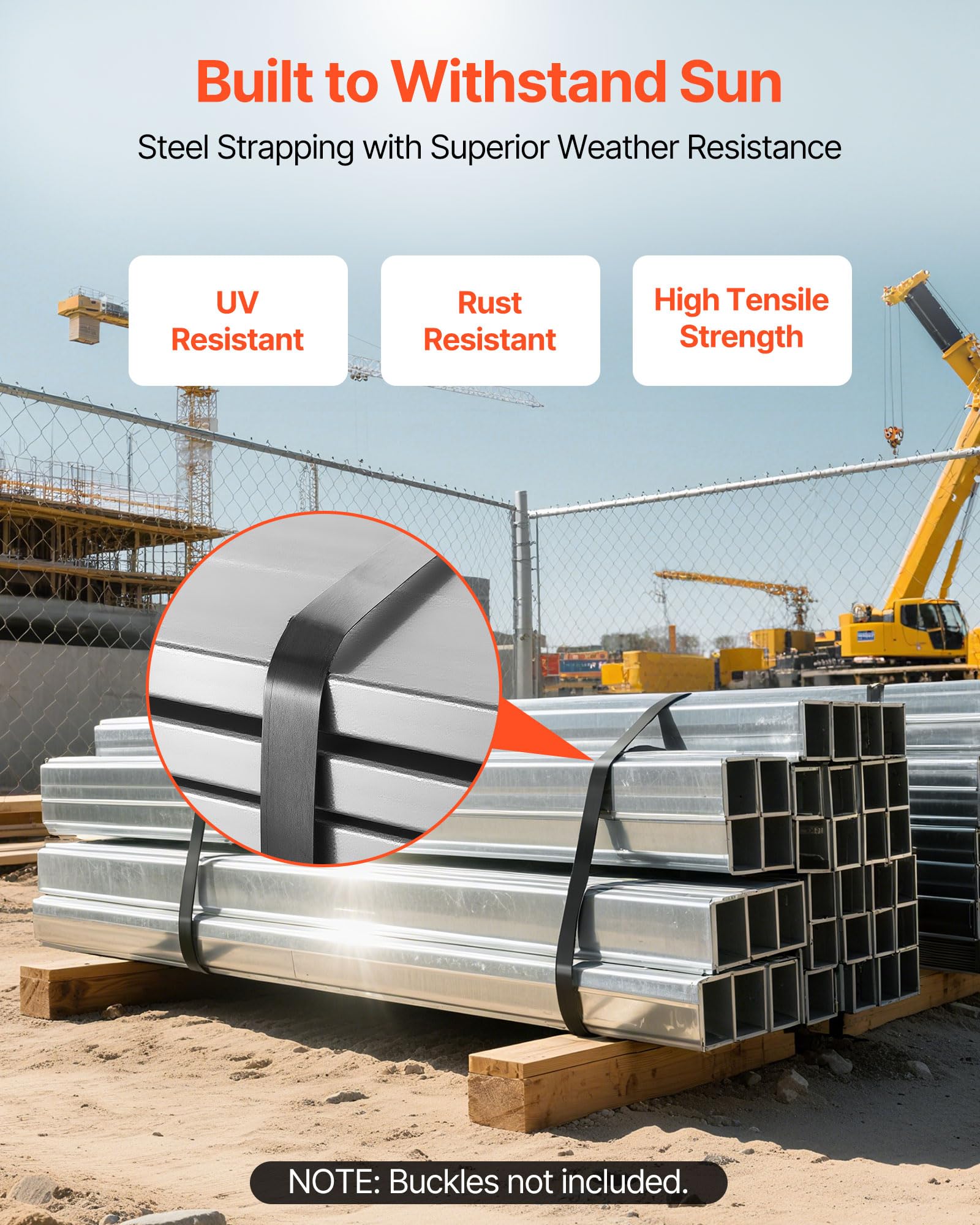 VEVOR Bobina di Reggetta in Acciaio, 19 mm x 0,55 mm x 91 m, Rotolo di Reggia in Metallo Resistente ad Ambienti Difficili, Resistenza alla Rottura di 775,6 kg, per Pallet per Imballaggio su Pallet