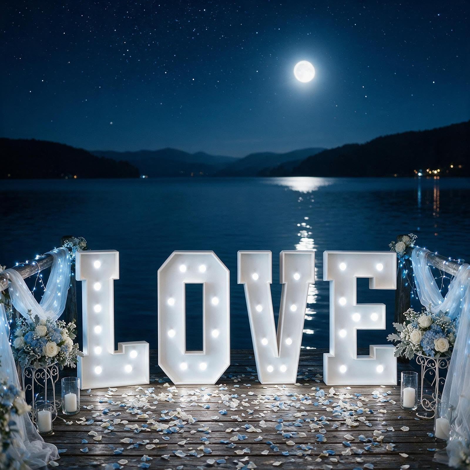 LOVE Leuchtbuchstaben Marquee LED Beleuchtete Schilder Empfang Deko | KT-Schaumplatte Vorgecutt, Leichter Aufbau, Kabellos, Leicht, for Polterabend Deko(Cool white,100cm)