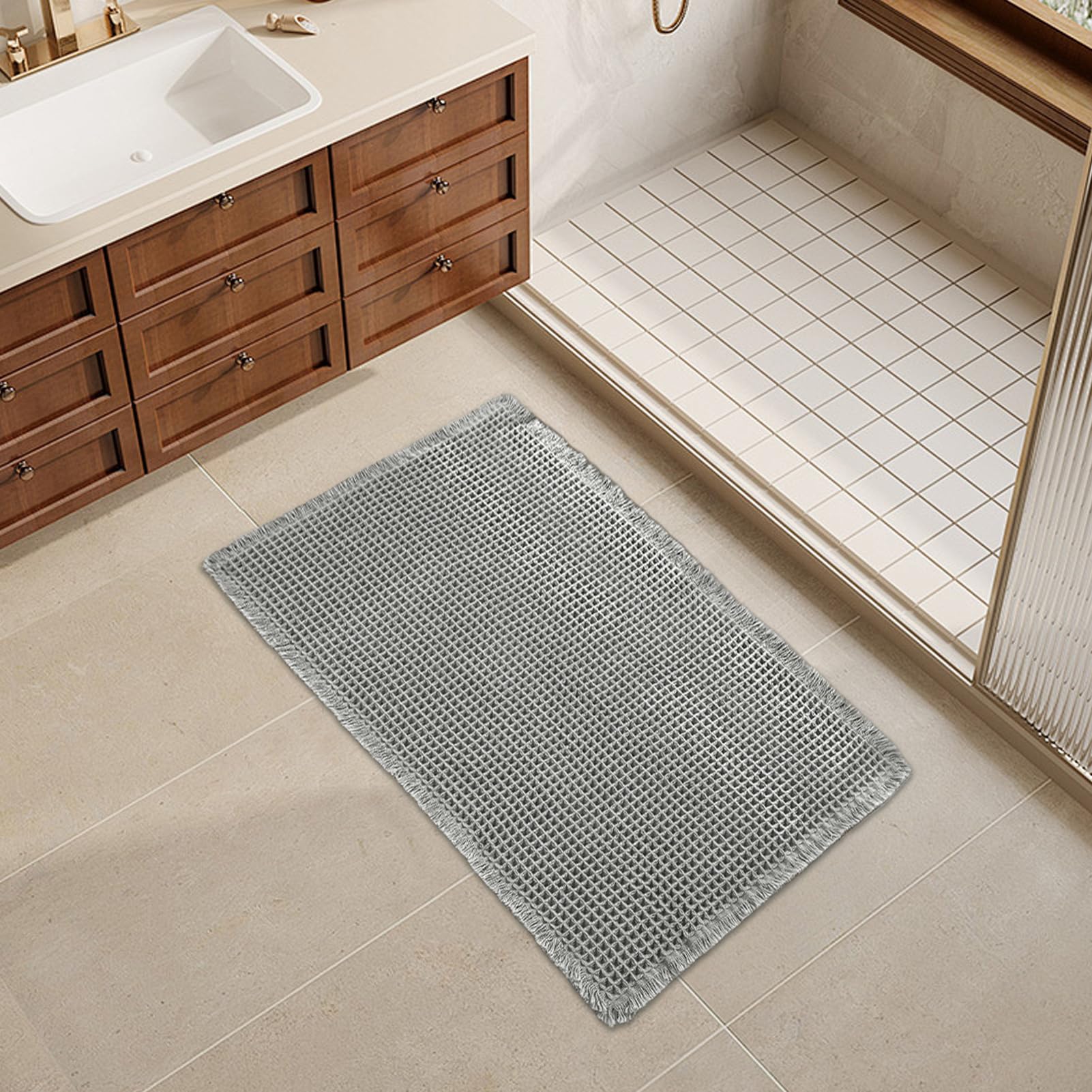Alfombra De Baño - Tapete De Baño | Tapete Antideslizante | Tapete Absorbente Para Bañera | Alfombra Supersuave Para Bañera, Ducha, Cocina, Entrada, Apartamento, Casa De Campo | Almohadilla Lavable A