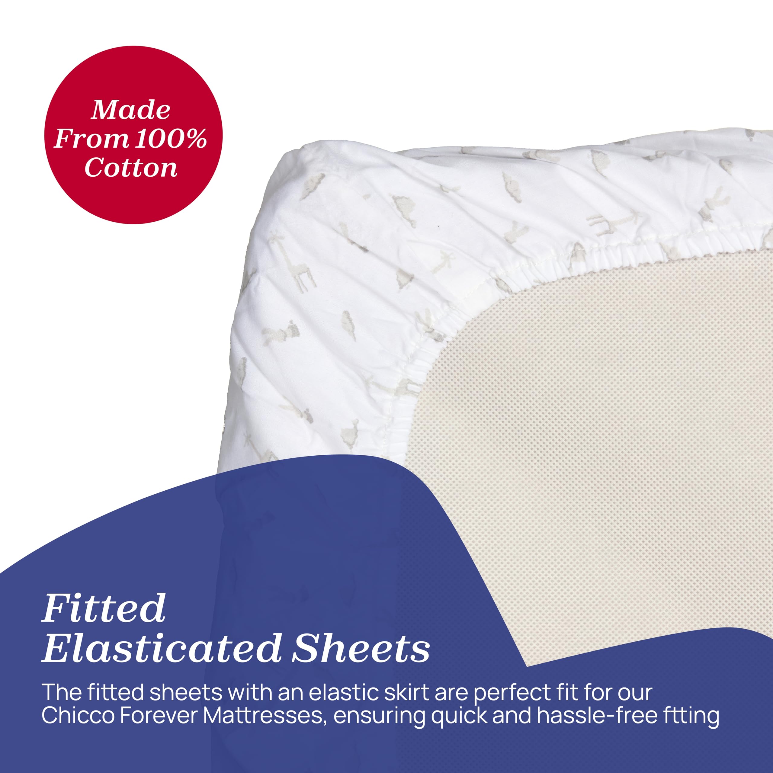 Chicco Next2Me - Lenzuola per culla (confezione da 2), 100% morbido cotone, accessorio originale e ufficiale per culla Next2Me, cotone e nuvola
