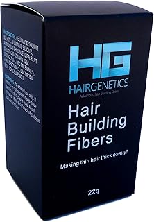 Hair Genetics Zaawansowane keratynowe czarne włókna do budowania włosów 22 g dozownik, naturalny, gruby, teksturowany, wysokiej jakości włókno korektor wypadania włosów dla mężczyzn i kobiet (czarne)