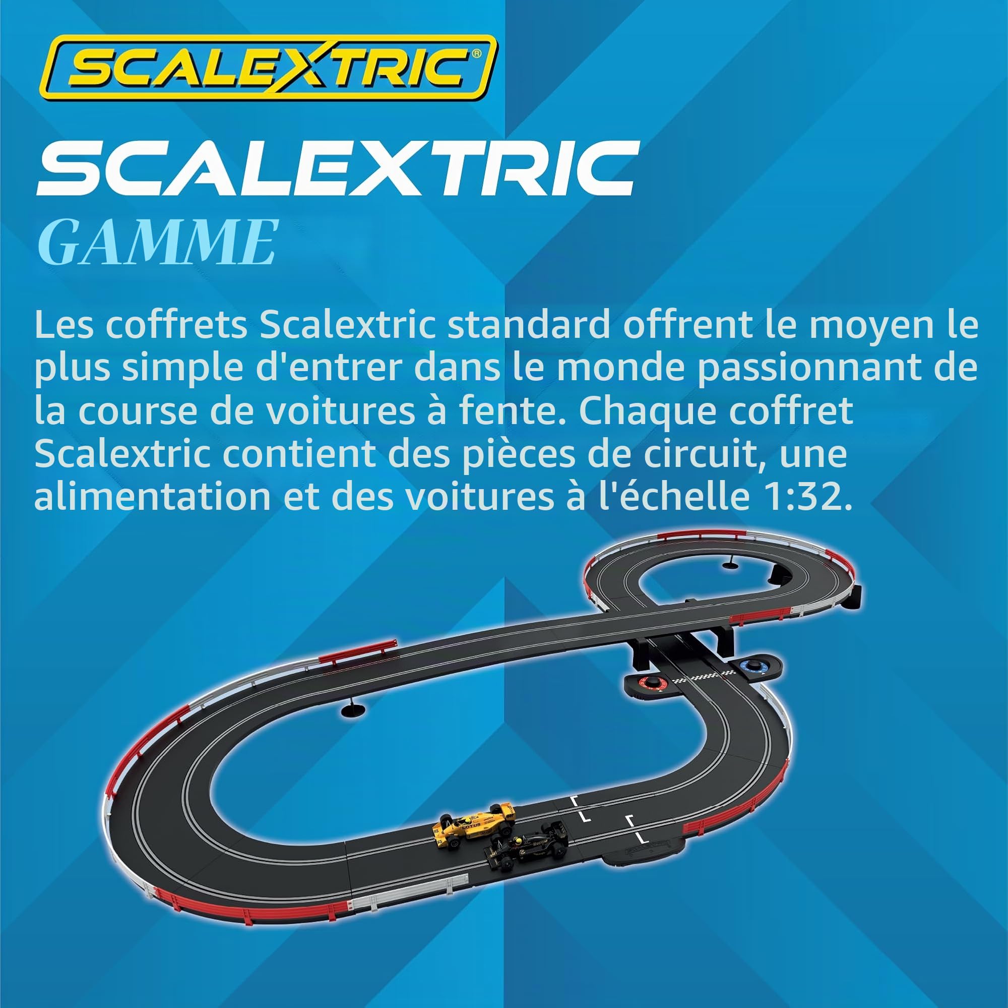 Scalextric Ensemble de Pistes de Course à partir de 5 Ans pour Enfants – Circuit de Vitesse du Grand Prix des années 80 – Pistes de Course électriques pour garçons et Filles à partir de 5 Ans – Mini