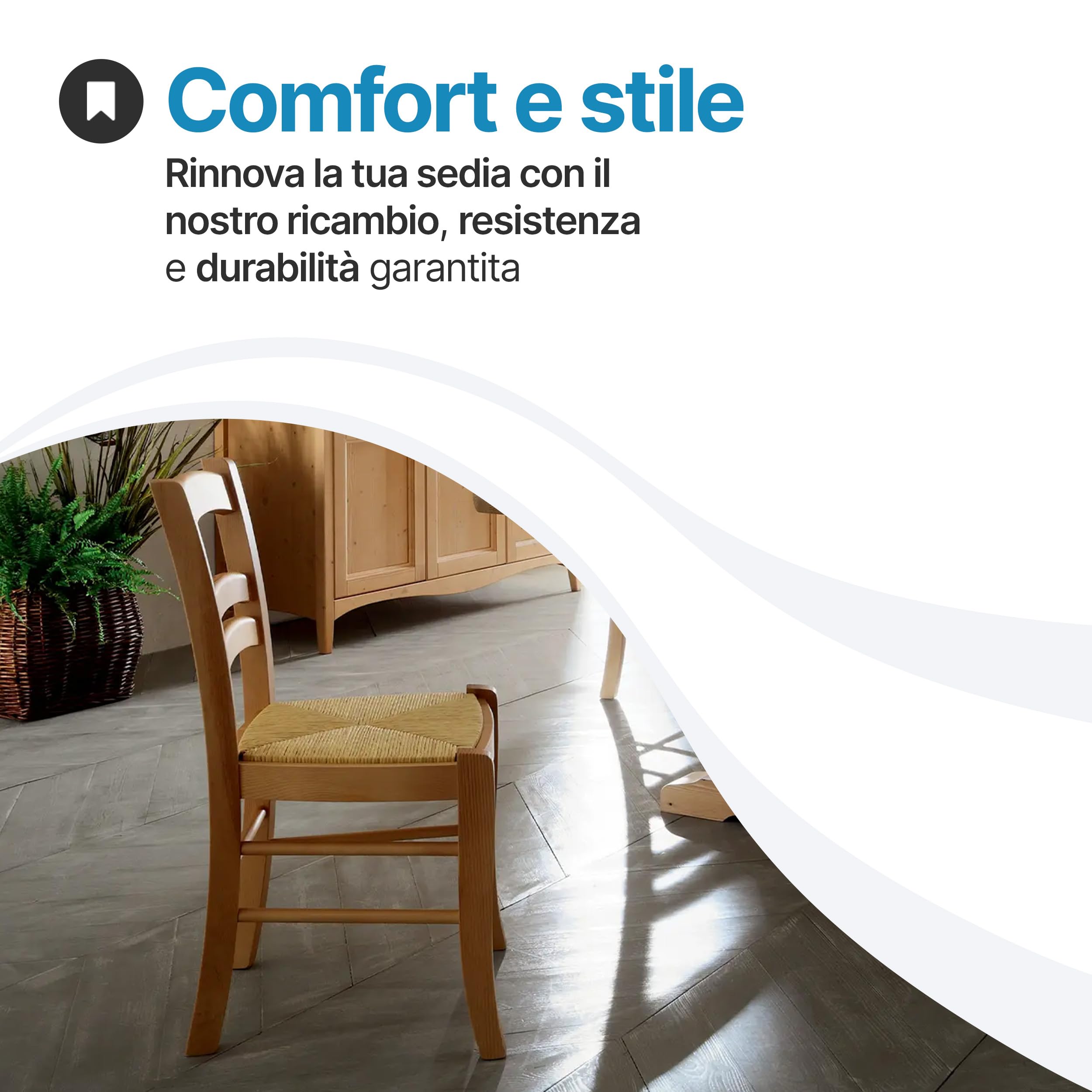 Tomaino - Seduta in Paglia per Sedie 37x37 cm - Set 6 Sedute per Sedie - Ricambio Seduta Sedia Paglia - Sedute Impagliate per Casa e Ristorazione