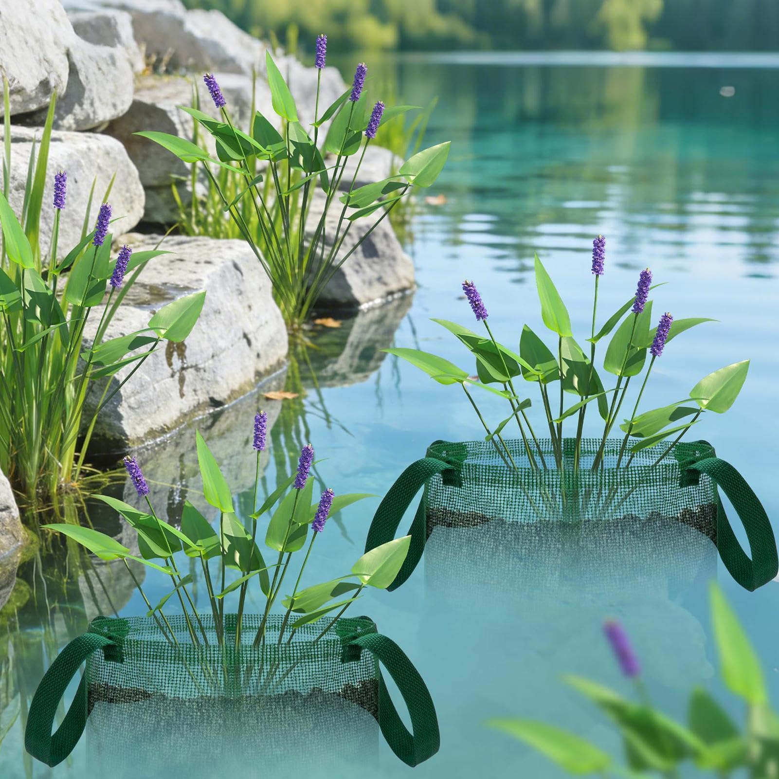 Koszyki do roślin stawowych - Składany i wielokrotnego użytku siatkowy koszyk na rośliny - Pojemnik do uprawy lilii z uchwytami - lilii wodnych, ogrodów wodnych, stawów ogrodowych, pojemników sa