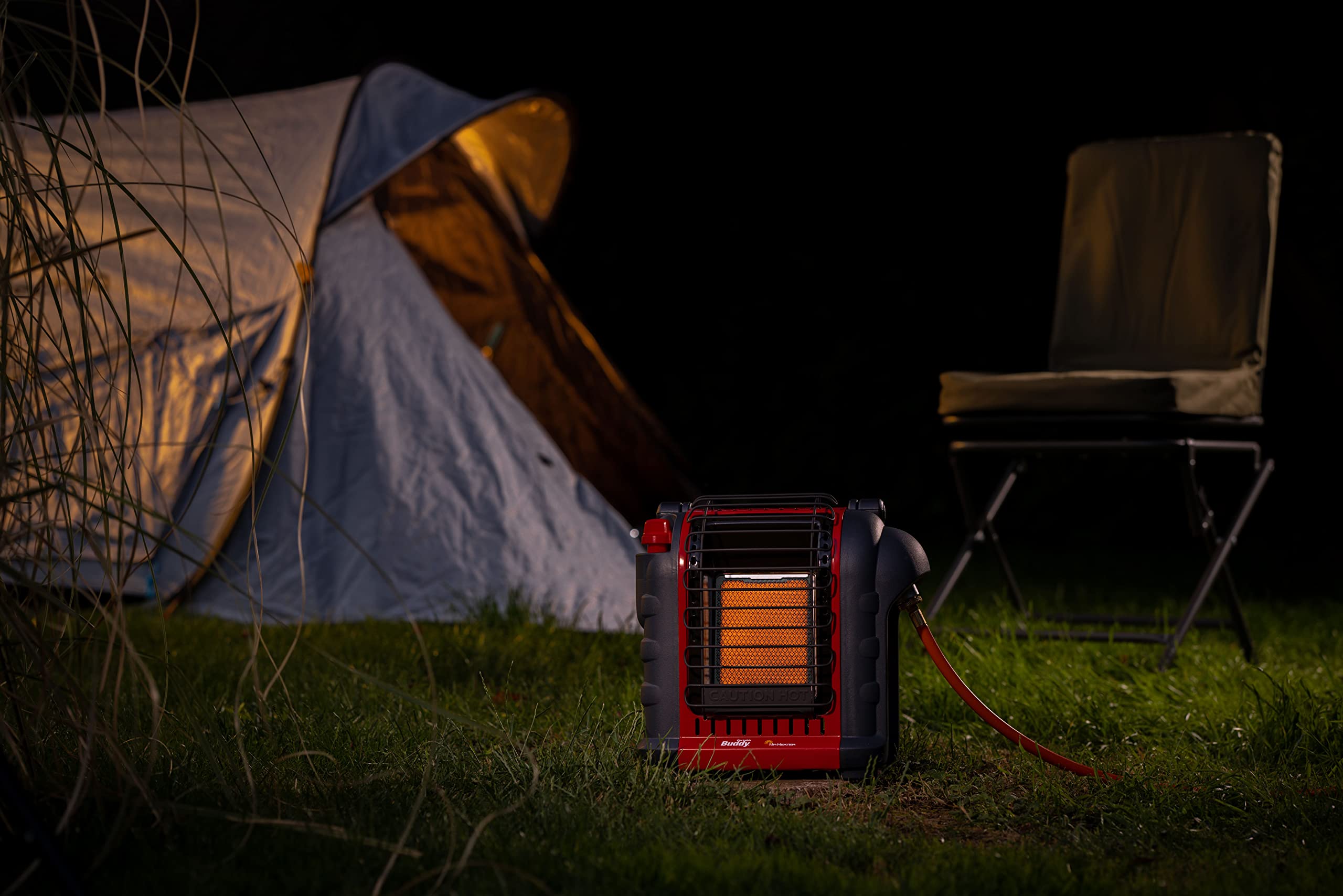 Mr. Heater Portable Buddy mit einem ölfreien Schlauch (1,5 Meter) zum Anschluss an Gasflaschen, bis zu 2,4kW Leistung, Outdoor-/Campingheizung,inkl. Adapter für Gaskartuschen mit 7/16-Gewinde