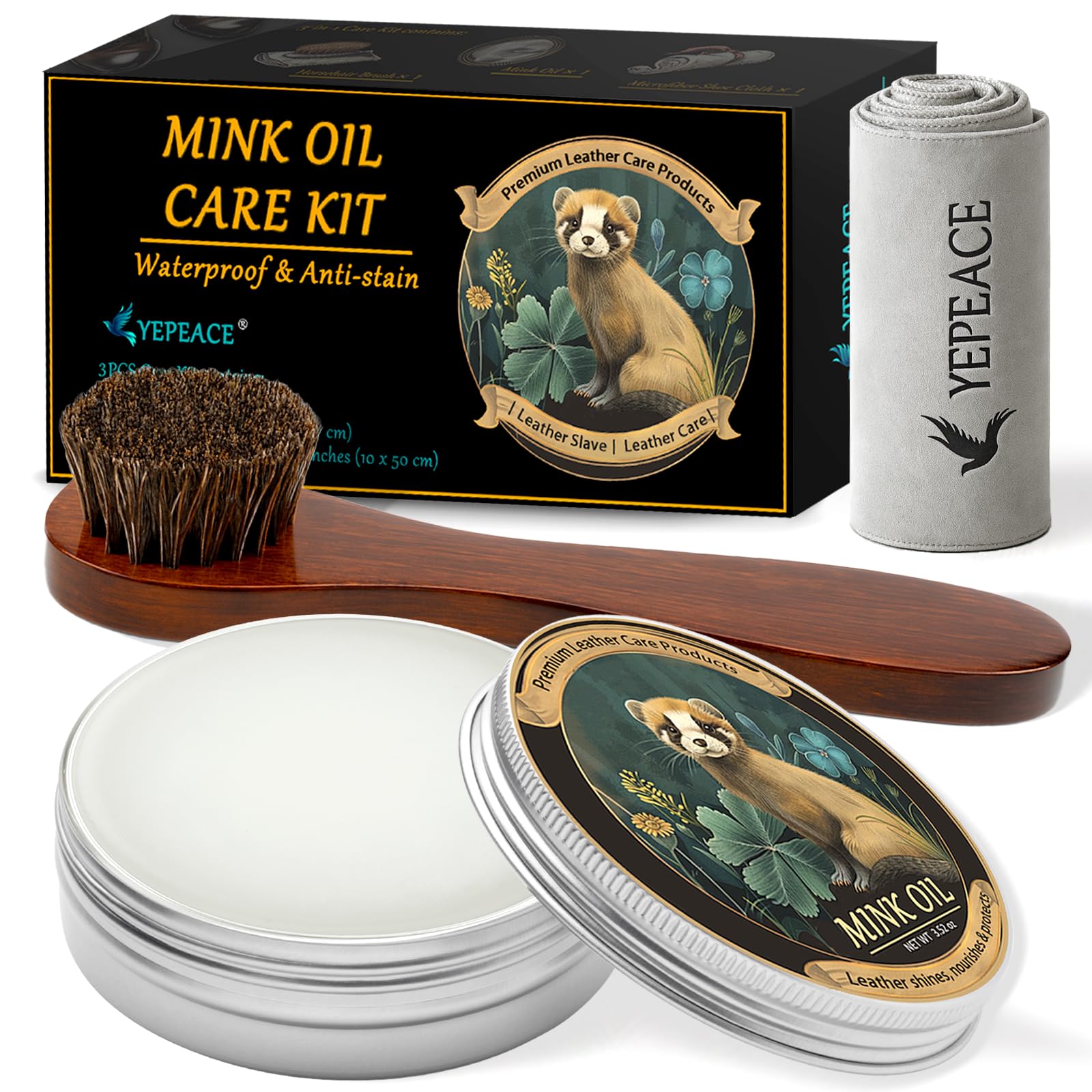 Mink Oil for Leather Boots, Leather Cleaner and Conditioner 3.53oz, All-Natural and Waterproof