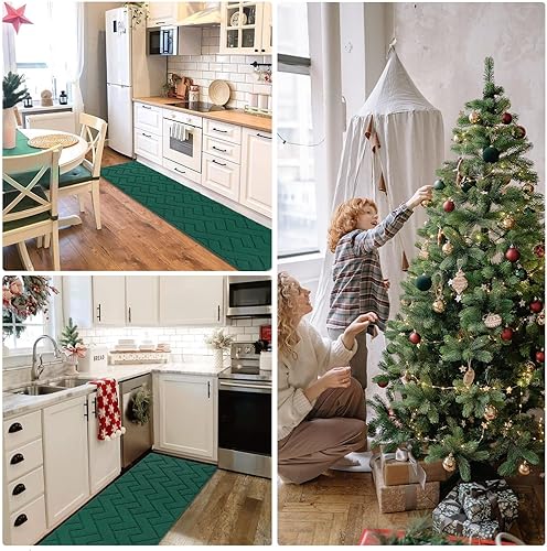 Miniatura 6 de hicorfe Juego de alfombras y tapetes de cocina, 2 piezas de polipropileno súper absorbente, tapete antideslizante de polipropileno suave, cómodo,