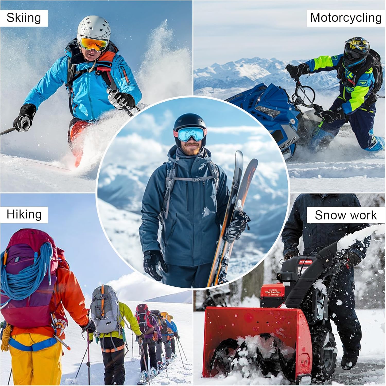 Ryaco Ski Gloves Warm Windproof Waterproof Snow Gloves for Men&Women, with Touchscreen Thermal Lining for Cold Winter Weather Anti-Slip, for Work Cycling Motorcycle Snowboarding Parent Child Outdoor - Image 7