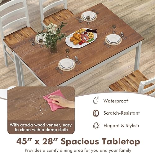 Miniatura 5 de Giantex Juego de mesa de comedor para 4, juego de mesa de comedor para 4, rincón de desayuno con mesa de cocina, 4 sillas de comedor, juego de