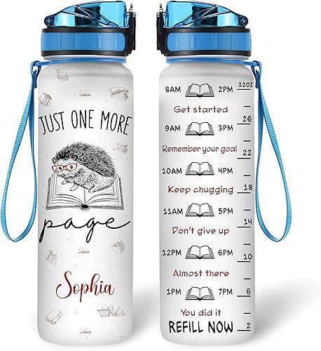 Miniatura 8 de Hyturtle Botella de agua motivacional personalizada para amantes de los erizos de 32 onzas, 1 litro, fácil de distraer con erizos, botella de agua