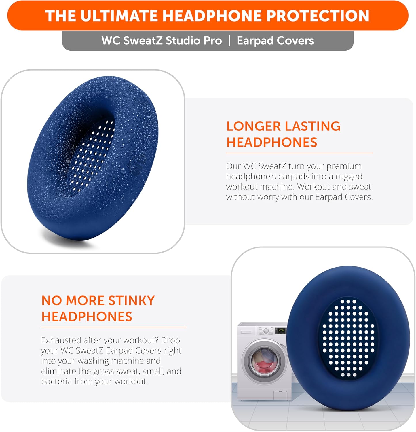 WC Earpads and Protective SweatZ Cover Bundle for Beats Studio Pro Headphones by Wicked Cushions | Blue