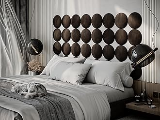 ua acoustics Upholstered Decorative Wall Panels Velvet Headboard Padding | Cushioned Planks | Padded Decor Collision Avoidance | Acoustic Soundproofing Treatment | (Brown, 4x Round (25x25cm))
