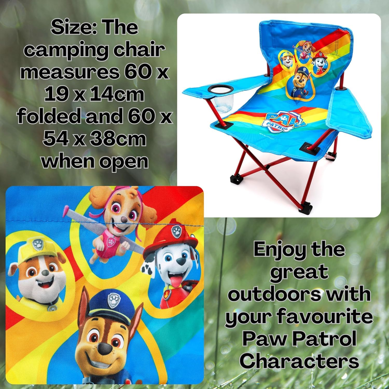 Toyland Paw Patrol Klappbarer Campingstuhl für Kinder mit Getränkehalter und Aufbewahrungstasche