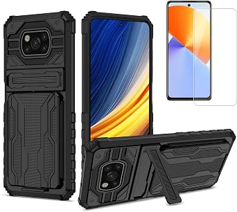 Case for Redmi A2 [with Tempered Glass Screen Protector] Compatible with Xiaomi Redmi A1 Phone Case Cover JGs-BKB Black