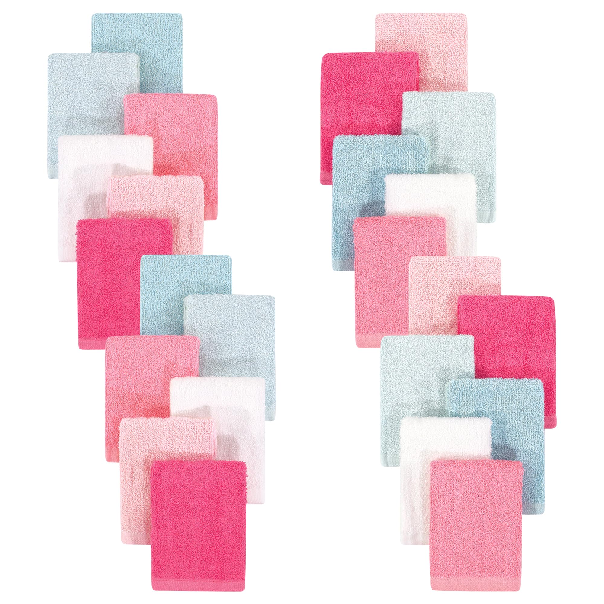 Hudson Baby Unisex Baby 24Pc Rayon from Bamboo Woven Washcloths, Coral Mint, One Size