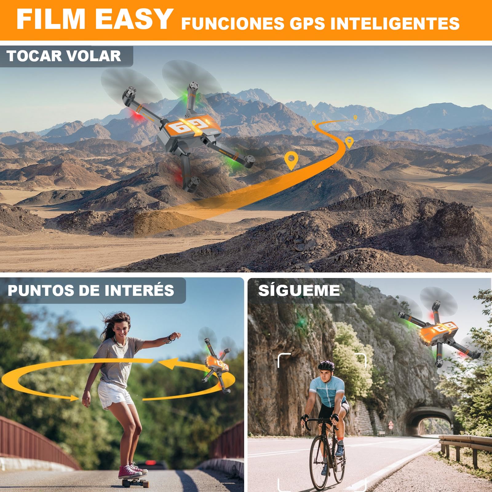 G9 GPS Drones con Cámara 4k Adultos Profesional, RC Dron con Motor sin Escobillas Ajustable Motorizada 90°, 5G FPV Transmisión, 45 Mins de Vuelo, Auto-Retorno, 2 Baterías, Menos de 249g, C0