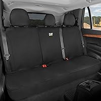 Vista 3 de CAT Flexfit™ Funda de asiento trasero negra para automóvil, SUV y camión - Material de lona duradero Fundas de asiento trasero de coche 60/40