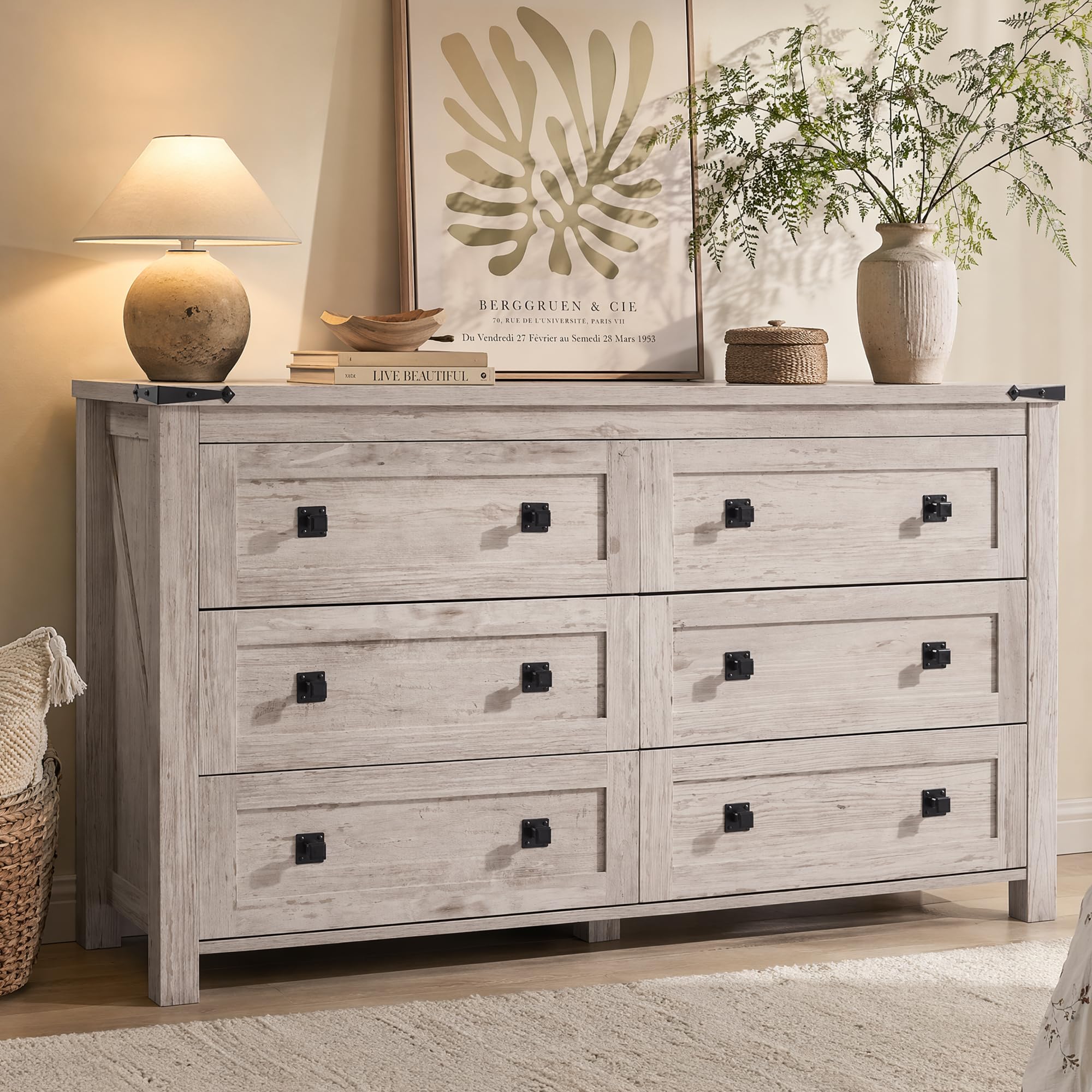 RedLemon Farmhouse 54 Inch 6-Drawer Dresser
