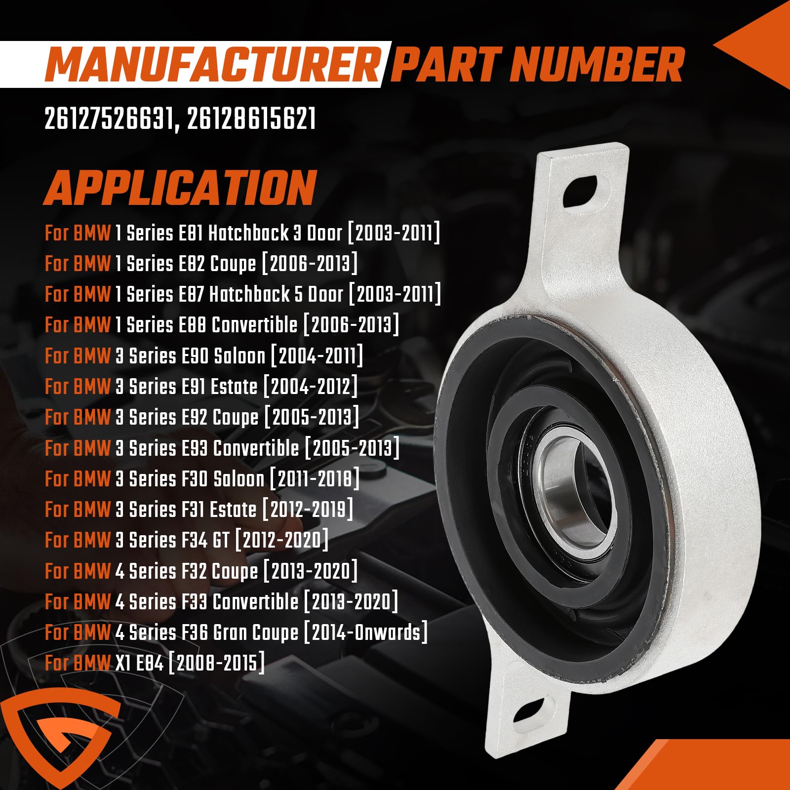 Rodamiento de montaje central del eje de transmisión 26128615621 26127526631 para BMW Serie 1 3 4 6 X1 E63 E64 E81 E82 E84 E87 E88 E90 E91 E92 E93 F20 F20 21 F8. 2 F83