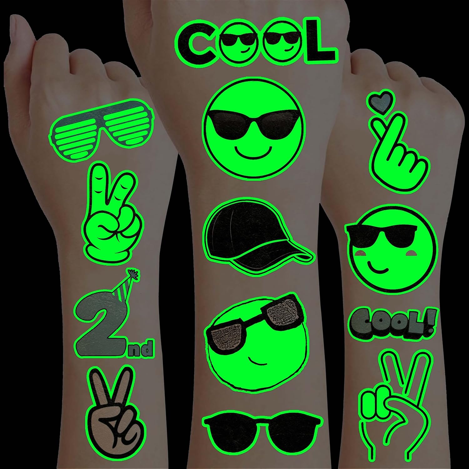 Neon Luminous Glow in the Dark Temporary Tattoos - Party Supplies