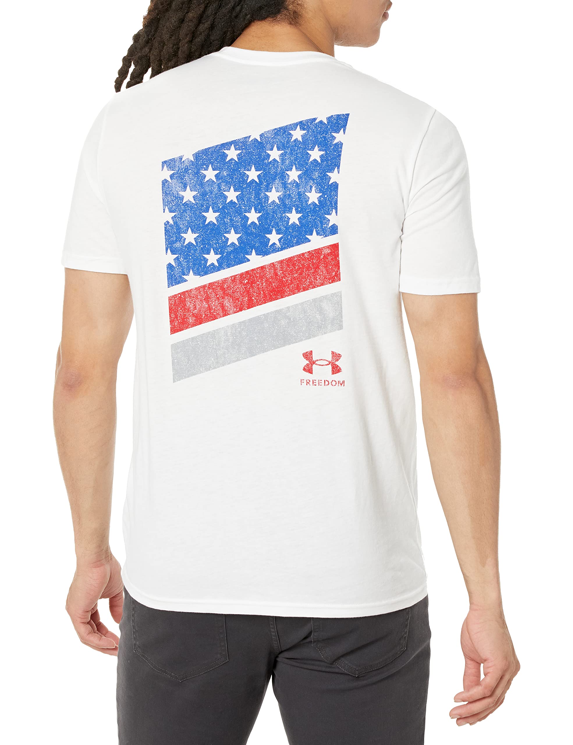 Under Armour Men's Freedom Flag T-Shirt, White (100)/Red, Medium