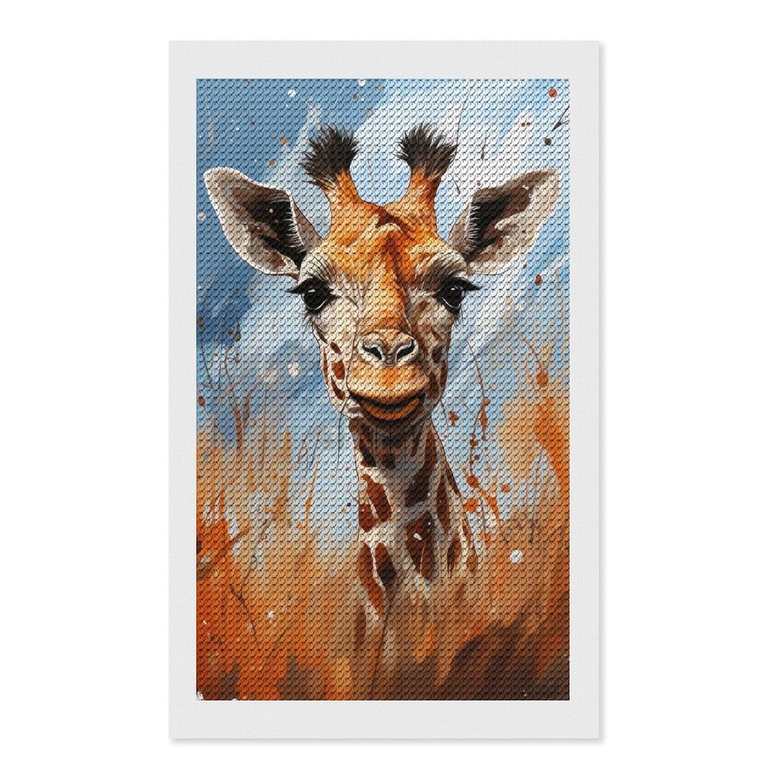 Junmoney Giraffe Portrait Diamond Painting Kit 12"x20", Thoughtful Handmade Gift, for Creative Relaxation, Printed Canvas, Cosy Home Accent