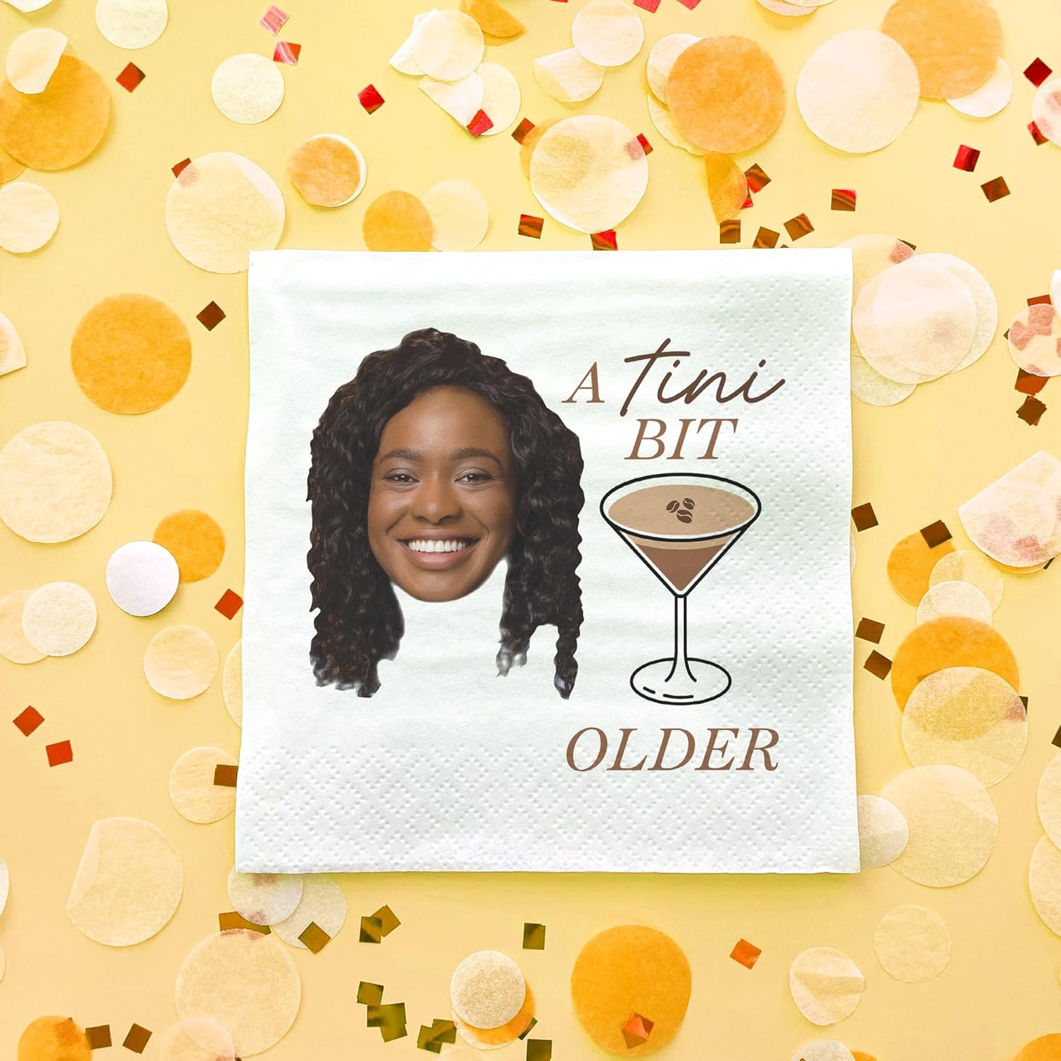 Big Dot of Happiness Custom Photo Espresso A Tini Bit Older Party Napkins, Personalized Espresso Martini Cocktail Birthday Decor, White 3-Ply Paper Beverage Napkins - 150 Count