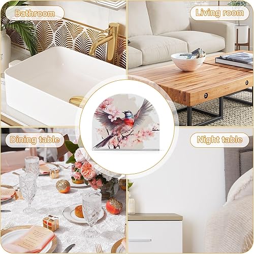 Miniatura 8 de Servilletero de acrílico con diseño de flores rosas y pájaros, moderno, decorativo, para mesa, cocina, oficina, restaurante