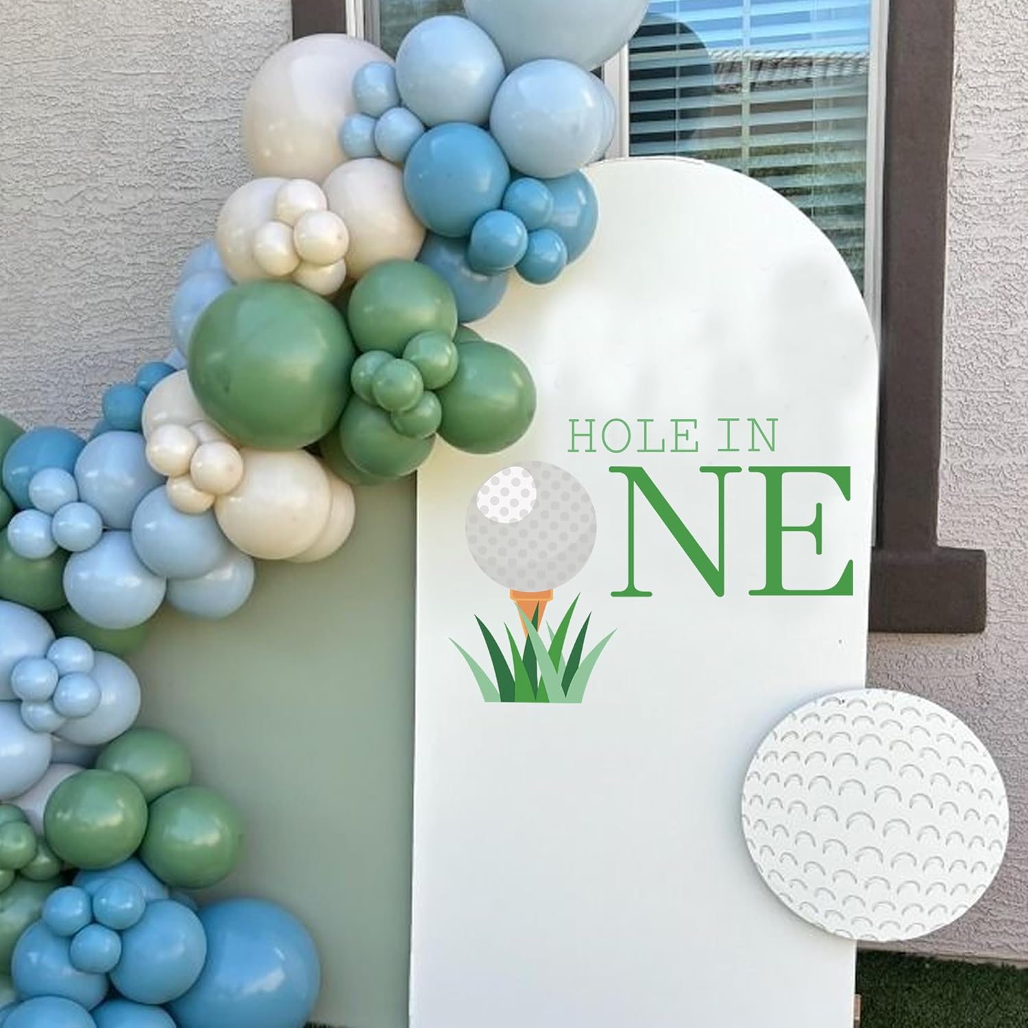 Hole In One Birthday Backdrop Decals，Golf Yard Signs For Outdoor Birthday Party，Hole In One Wall Decals For Kids Room Decor，Golf Baby Shower Party Decal Sign，Baby Boy First Birthday Balloon Arch Decal