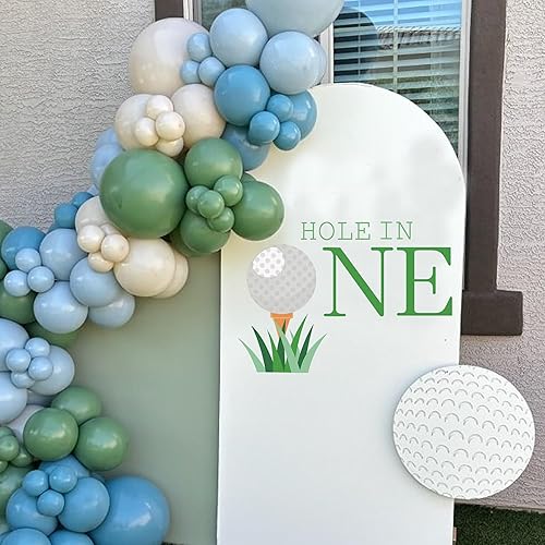 Miniatura 2 de Calcomanías de fondo de cumpleaños con agujero en uno, letreros de patio de golf para fiesta de cumpleaños al aire libre, calcomanías de pared con