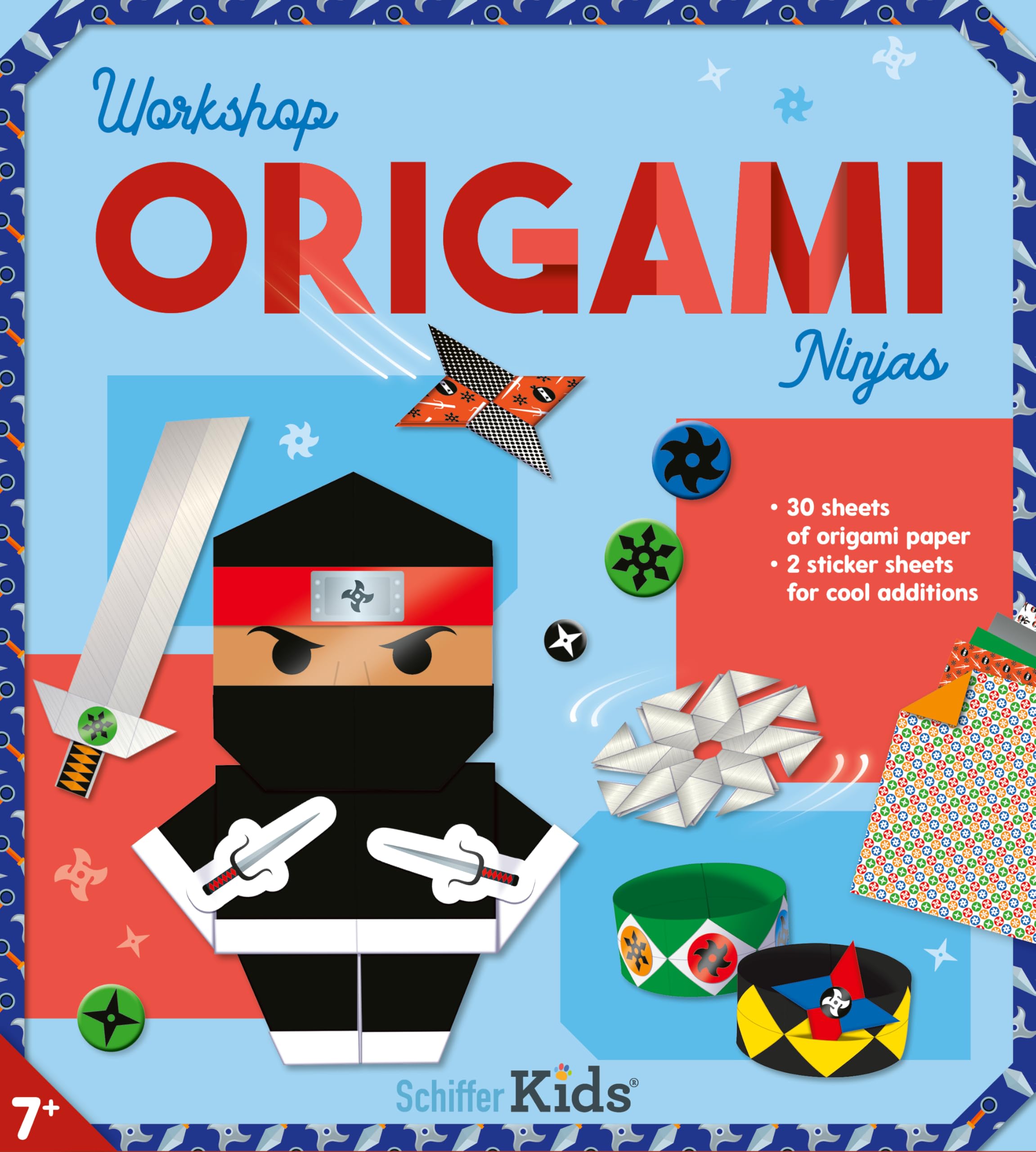 Ninjas Origami Workshop with 30 Sheets of Paper, Instructions, and Stickers