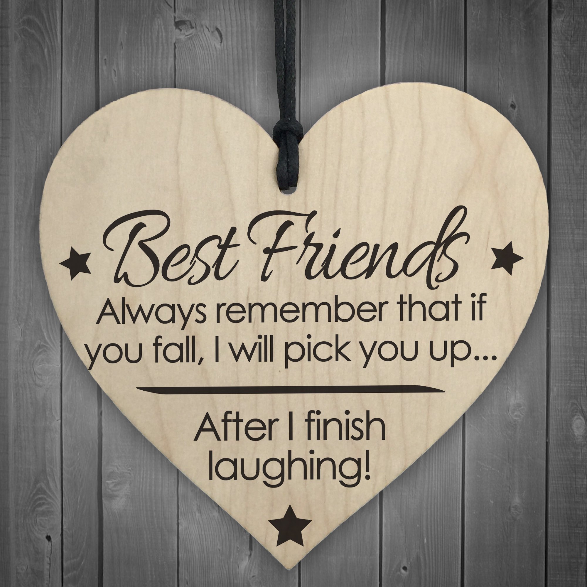 Red Ocean Best Friends Finish Fall Laughing Novelty Wooden Hanging Heart Friendship Plaque